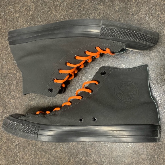 Converse Black Leather Orange High Top